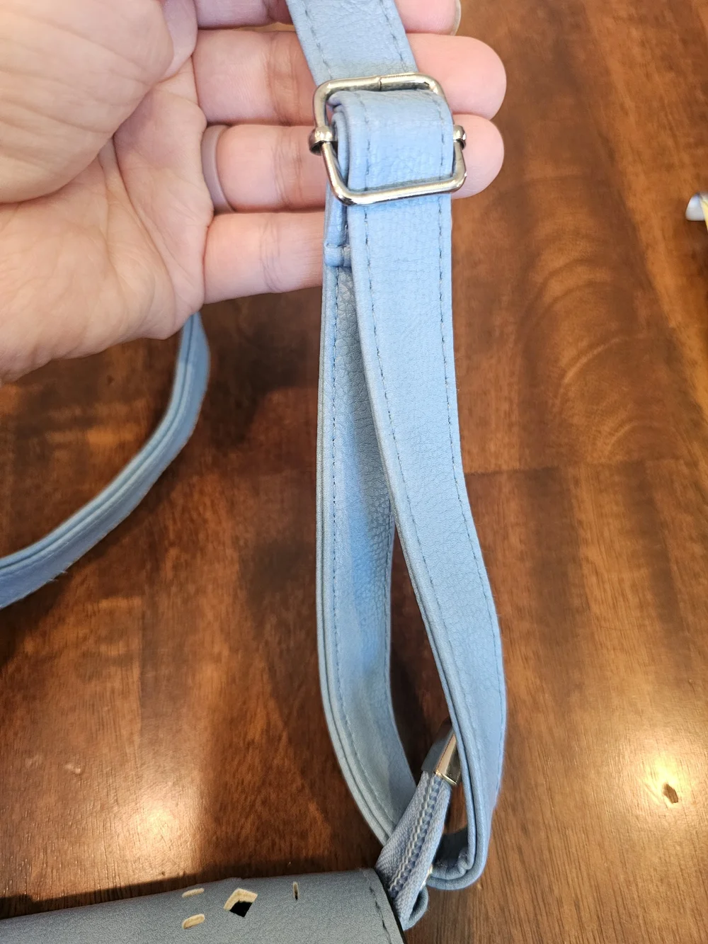 Gold Coast Light Baby Blue Perforated Crossbody Shoulder Bag
